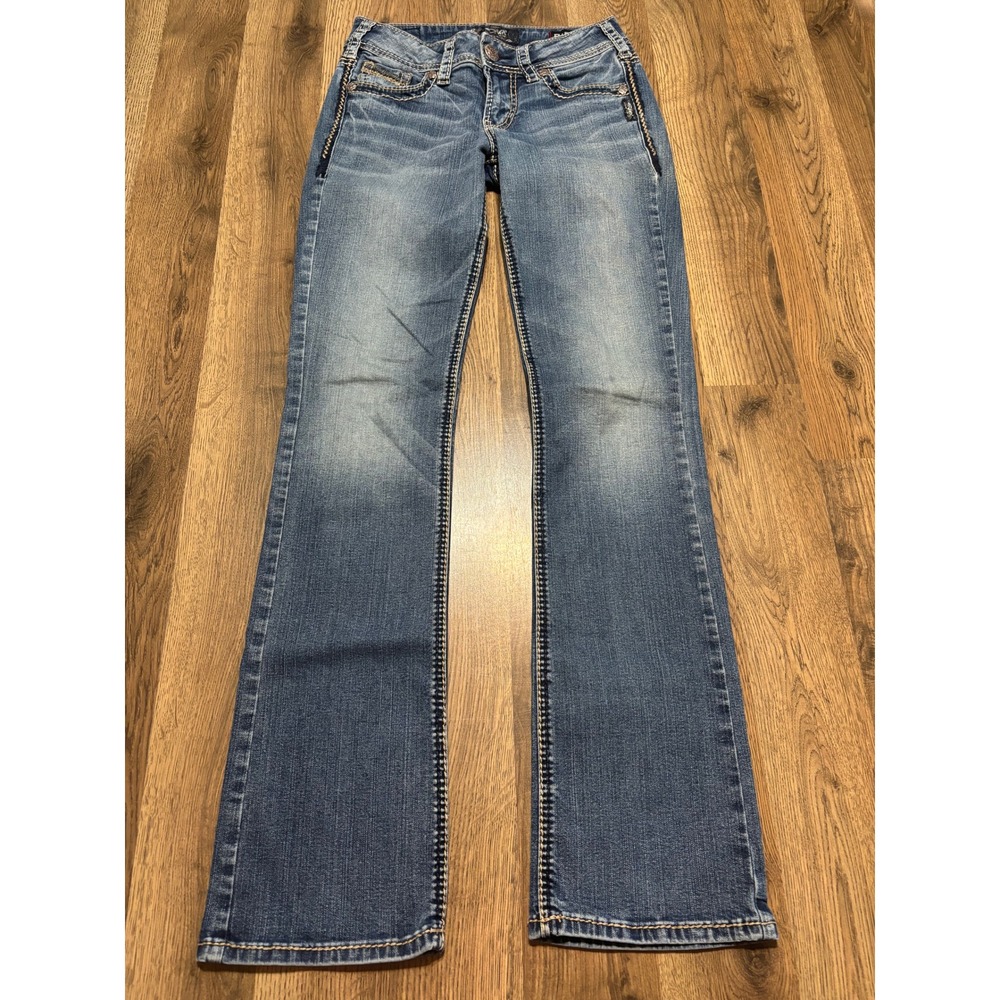 Silver Jeans Co Suki Mid Slim Boot Women 27x33 Blue Denim Mid Rise Excellent